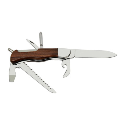 Outdoor folding pocket knife HIKER 6-piece with saw, screwdriver and bottle opener and can opener -