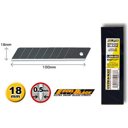 Blade OLFA LBB-50B 18x100x0.5 mm 8 segments tube 50 pcs in blister (LBB-50B)