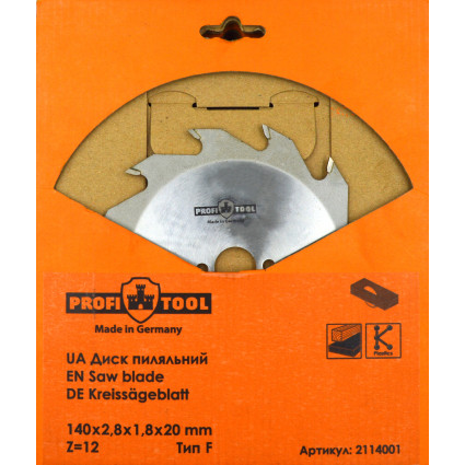 Диск пильный PROFITOOL - 140х2,8х1,8х20 мм Z=12, F (2114001)