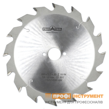 Диск пильный PROFITOOL - 160х2,2х1,4х20 мм Z=16, W (ATB) (2116007)