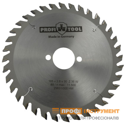 Диск пильный PROFITOOL - 165х2,6х1,6х30 мм Z=36, W (ATB) (2116502) (2116502)