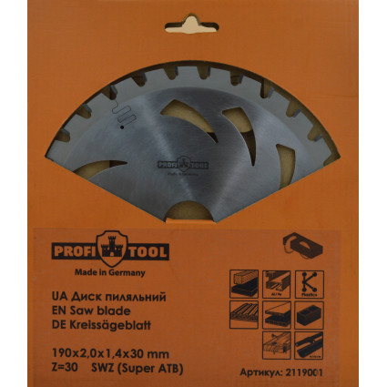Диск пильный PROFITOOL - 190х2,0х1,4х30 мм Z=30, S-WZ (Super-ATB) (2119001)