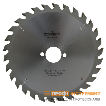 PROFITOOL Circular Saw Blade - 190x2.6x1.6x30 mm Z=30, W (ATB) (2119010)