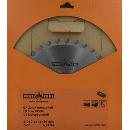 PROFITOOL Circular Saw Blade - 210x2.6x1.6x30 mm Z=30, W (ATB) (2121003)