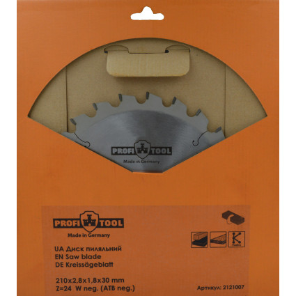 Saw blade PROFITOOL - 210x2,8x1,8x30 mm Z=24, Wneg (ATBneg) (2121007)