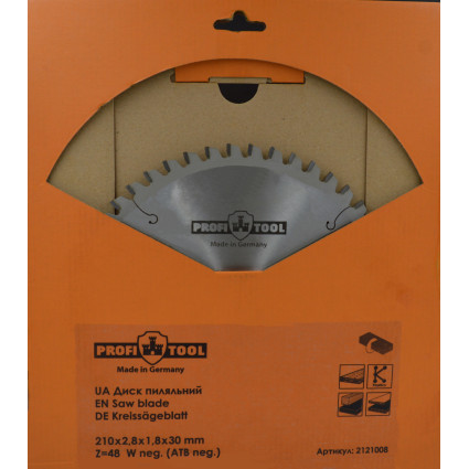 PROFITOOL Circular Saw Blade - 210x2.8x1.8x30 mm Z=48, Wneg (ATBneg) (2121008)