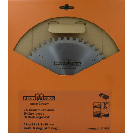 PROFITOOL Circular Saw Blade - 216x2.8x1.8x30 mm Z=48, Wneg (ATBneg) (2121603)