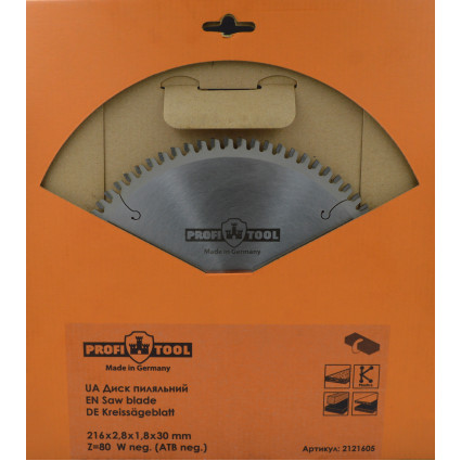 Saw blade PROFITOOL - 216x2,8x1,8x30 mm Z=80, Wneg (ATBneg) (2121605)