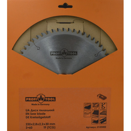 Диск пильный PROFITOOL - 235х2,8х2,2х30 мм Z=60, TF (TCG) (2123502)