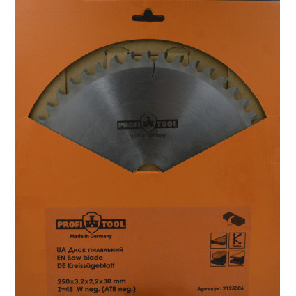PROFITOOL Circular Saw Blade - 250x3.2x2.2x30 mm Z=48, Wneg (ATBneg) (2125006)