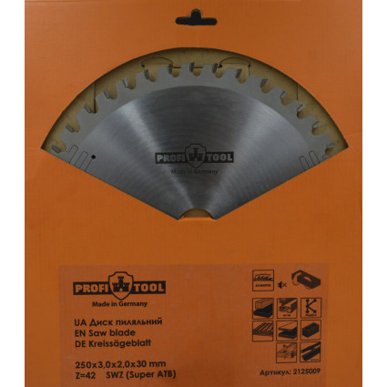 Диск пильный PROFITOOL - 250х3,0х2,0х30 мм Z=42, S-WZ (Super-ATB) (2125009)