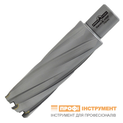 Annular cutter PROFITOOL 25x75 mm carbide teeth Sandvik H10F, WELDON shank 19 mm (412575TCT)