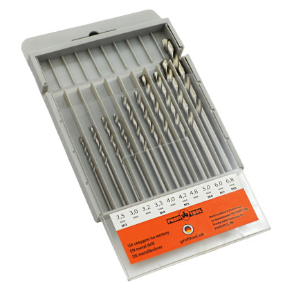Set of metal drills 2.5-6.8 mm HSS-G DIN 338 RN PROFITOOL 10 pcs. (48000)