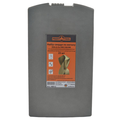 Набор сверл по металлу 1-13 мм HSSE-Co DIN 338 RN PROFITOOL 25 шт. (48012)