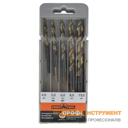 Набор сверл по металлу 4-10 мм HSSE-Co STEP-TEC DIN 338 RN PROFITOOL 5 шт. (48019)