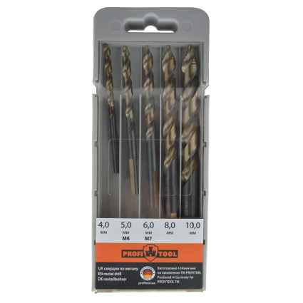 Набор сверл по металлу 4-10 мм HSSE-Co STEP-TEC DIN 338 RN PROFITOOL 5 шт. (48019)