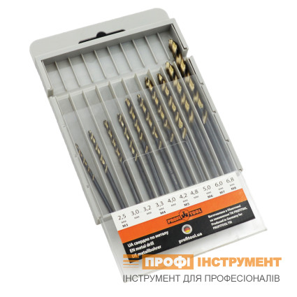 Набор сверл по металлу 2,5 - 6,8 мм HSSE-Co STEP-TEC DIN 338 RN PROFITOOL 10 шт. (48020)
