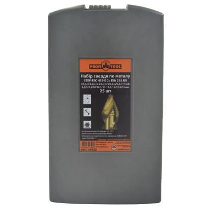 Набор сверл по металлу 1-13 мм HSSE-Co STEP-TEC DIN 338 RN PROFITOOL 25 шт. (48022)