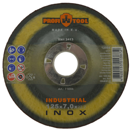Круг зачистной по металлу PROFITOOL INOX INDUSTRIA 125х7,0х22,2 мм (75004)