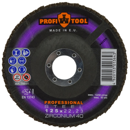 Круг зачистной лепестковый PROFITOOL PROFESSIONAL 125x22,23 мм, ZIRCONIUM 40 (76011)