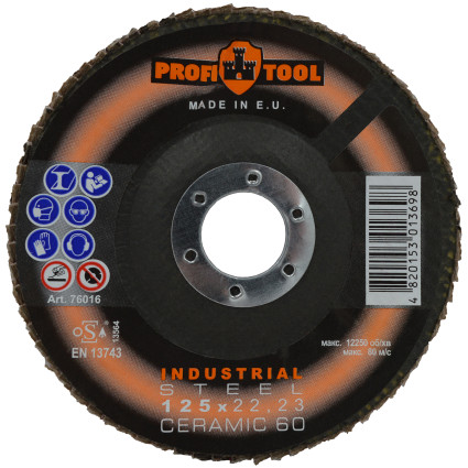 Круг зачистной лепестковый PROFITOOL INDUSTRIAL 125x22,23 мм, CERAMIC 60 (76016)