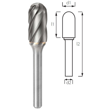 Борфреза цилиндросферическая PROFITOOL - 10х20х64х6 мм (C10206-3)