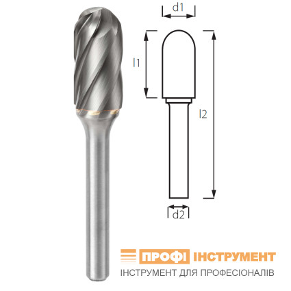 Борфреза цилиндросферическая PROFITOOL - 12х25х70х6 мм (C12256-3)
