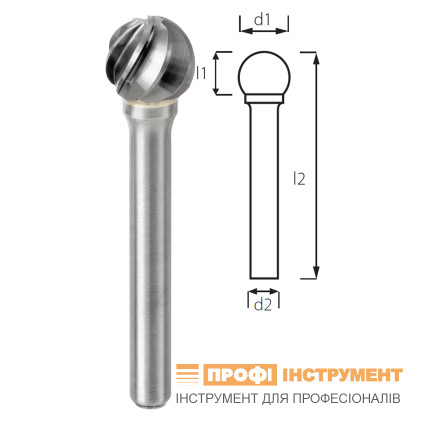 Борфреза сферическая PROFITOOL - 8х6х52х6 мм (D08086-3)