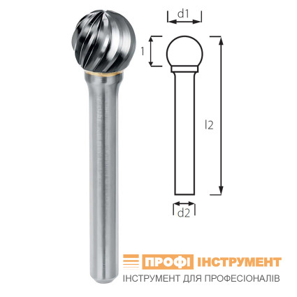 Борфреза сферическая PROFITOOL - 8х6х52x6 мм (D08086-3INOX)