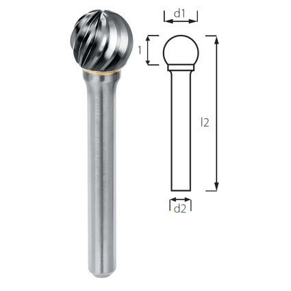 Борфреза сферическая PROFITOOL - 8х6х52x6 мм (D08086-3INOX)