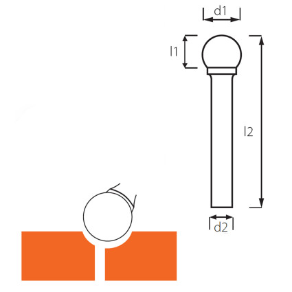 Борфреза сферическая PROFITOOL - 12х11х56x6 мм (D12126-6)