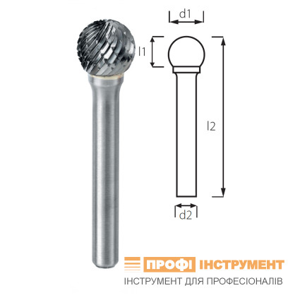 Борфреза сферическая PROFITOOL - 25х22х68x6 мм (D25256-6)