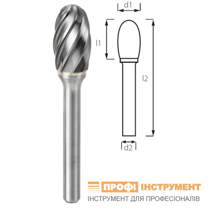 Борфреза овальная (каплевидная) PROFITOOL - 8х15х60х6 мм (E08156-3)