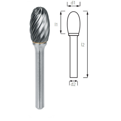 Борфреза овальная (каплевидная) PROFITOOL - 10х16х60x6 мм (E10156-3INOX)