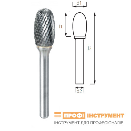 Борфреза овальная (каплевидная) PROFITOOL - 16х25х70x6 мм (E15256-6)