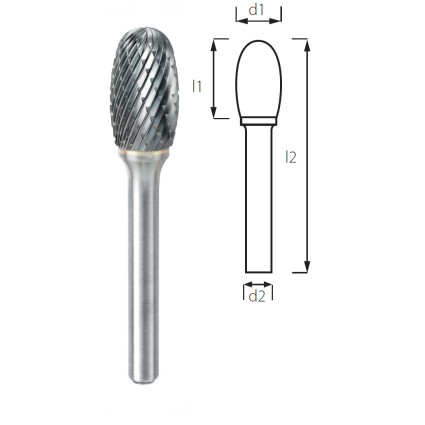 Борфреза овальная (каплевидная) PROFITOOL - 16х25х70x6 мм (E15256-6)