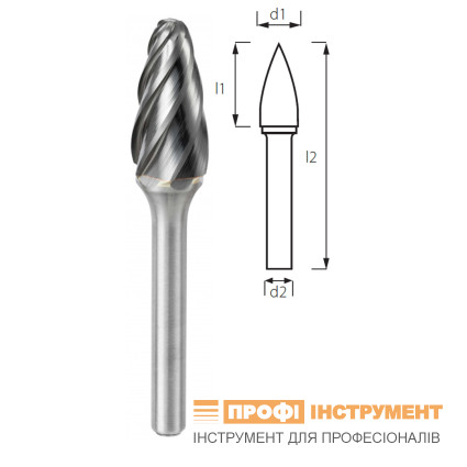 Борфреза сфероконическая (грибовидная) PROFITOOL - 8х20х65х6 мм (F08206-3)