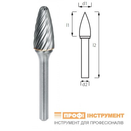 Борфреза сфероконическая (грибовидная) PROFITOOL - 8х20х65x6 мм INOX (F08206-3INOX)