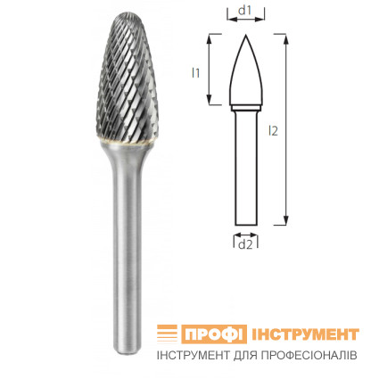Борфреза сфероконическая (грибовидная) PROFITOOL - 16х25х70x6 мм (F15256-6)