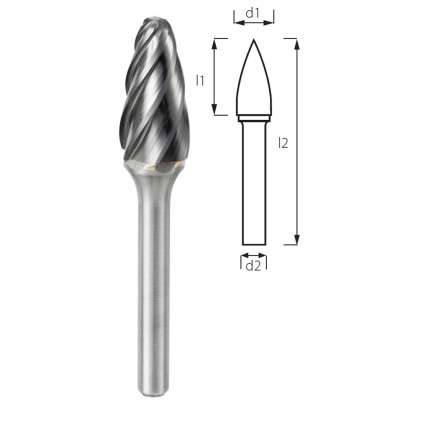 Борфреза сфероконическая (грибовидная) PROFITOOL - 20х32х77х6 мм (F20326-3)