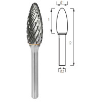 Burr PROFITOOL Torch burr - 8x20x64x6 mm for high-strength steels (H08206-6STEEL)