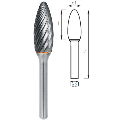 Борфреза факеловидная (поконковая) PROFITOOL - 10х20х65x6 мм (H10206-3INOX)