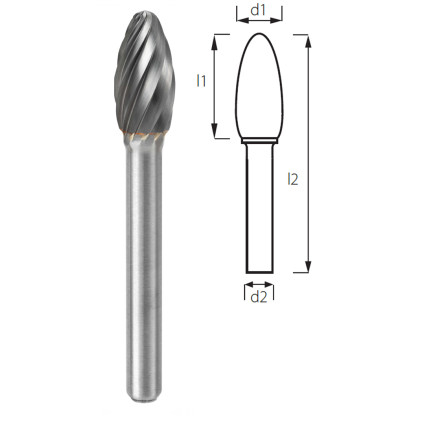 Борфреза факеловидная (поконковая) PROFITOOL - 12х32х77x6 мм (H12326-3)
