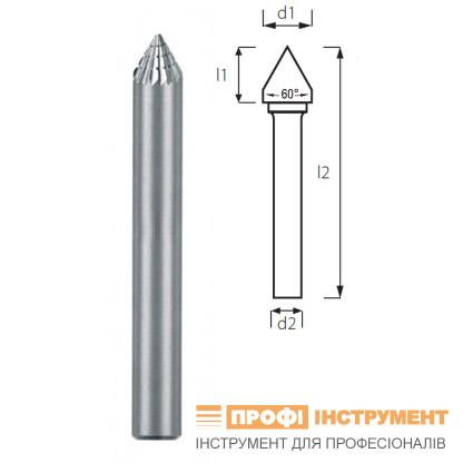 Борфреза конусная 60° PROFITOOL - 3х2,5х38x3 мм (J03033-6)