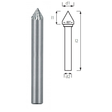 Борфреза конусная 60° PROFITOOL - 3х2,5х38x3 мм (J03033-6)