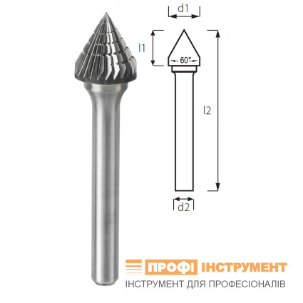 Борфреза конусная 60° PROFITOOL - 10х8х56x6 мм (J10086-6)