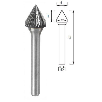 Борфреза конусная 60° PROFITOOL - 12х11х59x6 мм (J12106-6)