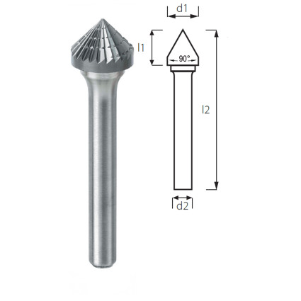 Борфреза конусная 90° PROFITOOL - 25х12.7х60x6 мм (K25126-6)