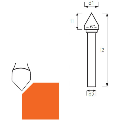 Борфреза конусная 90° PROFITOOL - 25х12.7х60x6 мм (K25126-6)