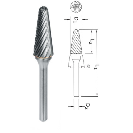 Борфреза коническая скругленная PROFITOOL - 8х25х70x6 мм (L08226-3INOX)